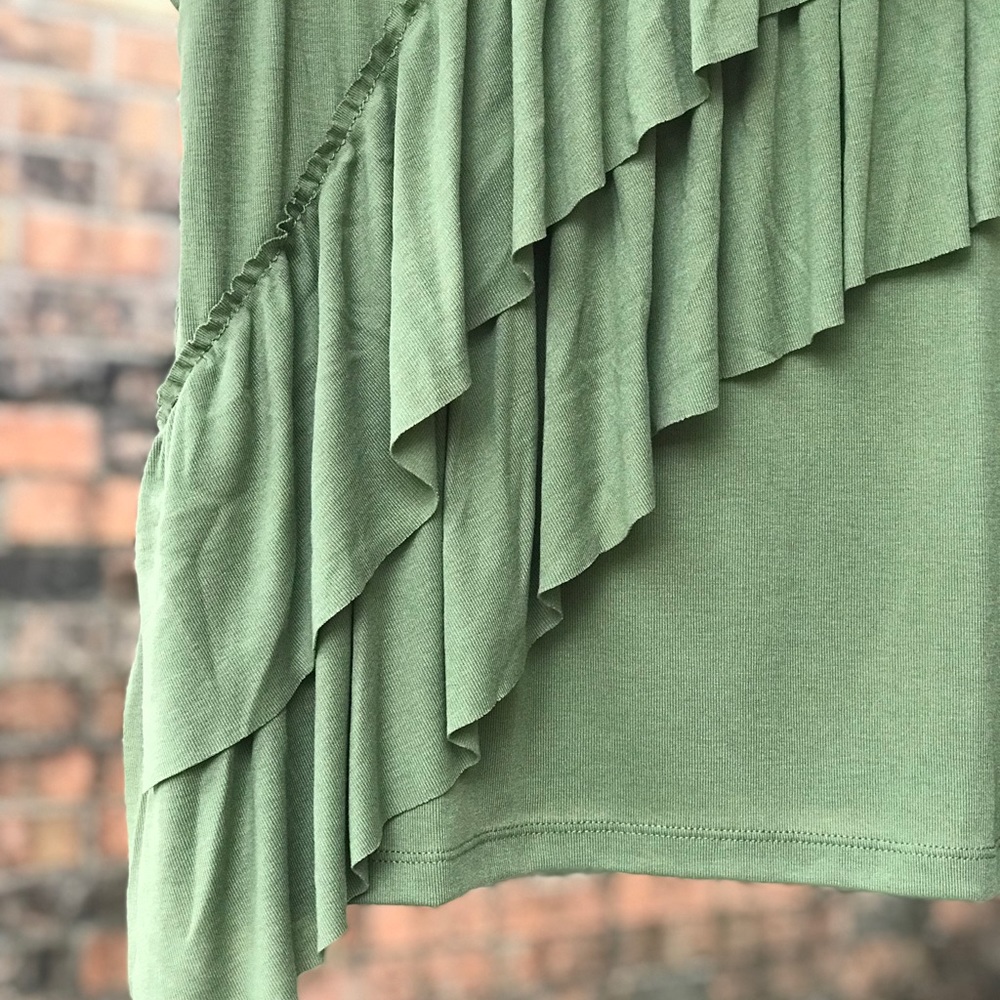 NWT J. Crew Green Drapey Ruffle Tank Top - Picture 5 of 6
